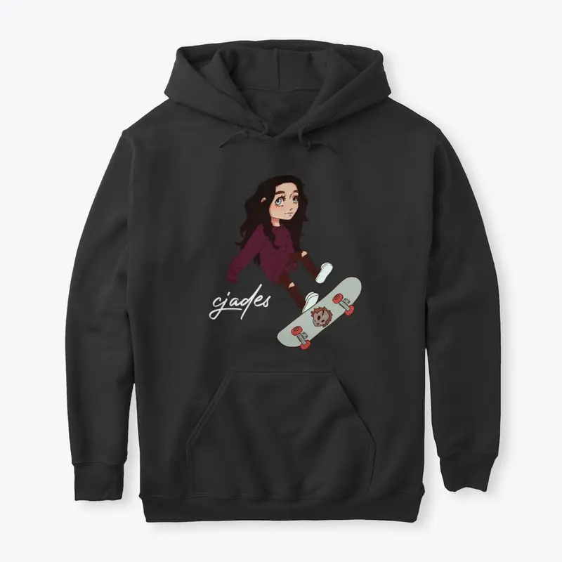 cjades skateboard hoodie (white font)